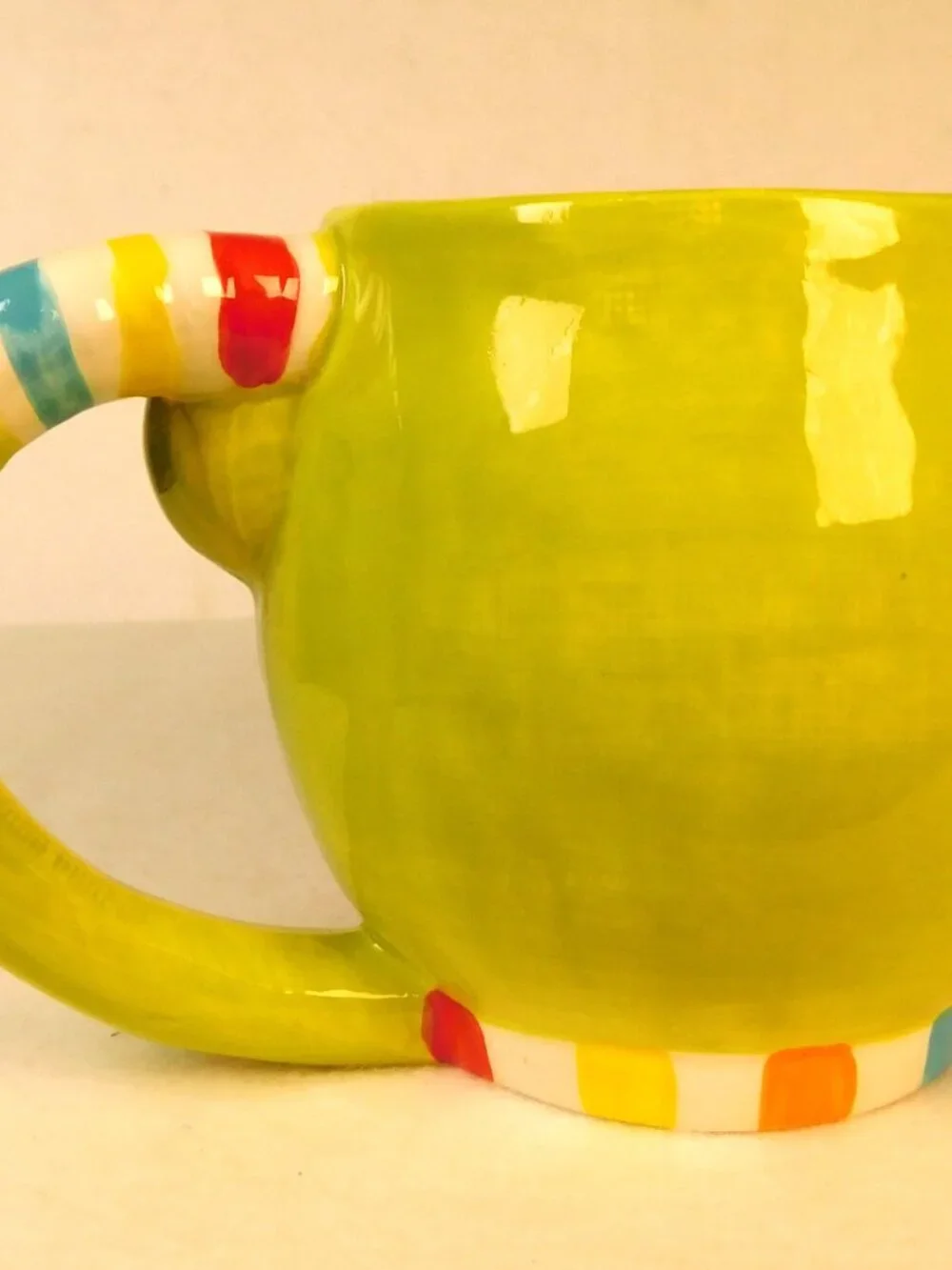 Pier 1 Imports Green Monkey Coffee Mug Rare Hand Painted Ceramic Cup Collectable